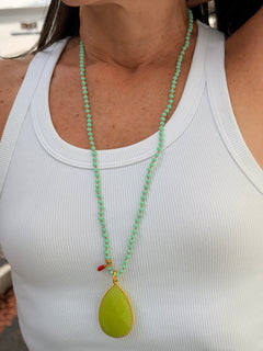 HANDMADE SEMI PRECIOUS GOLD PLATED LONG NECKLACE