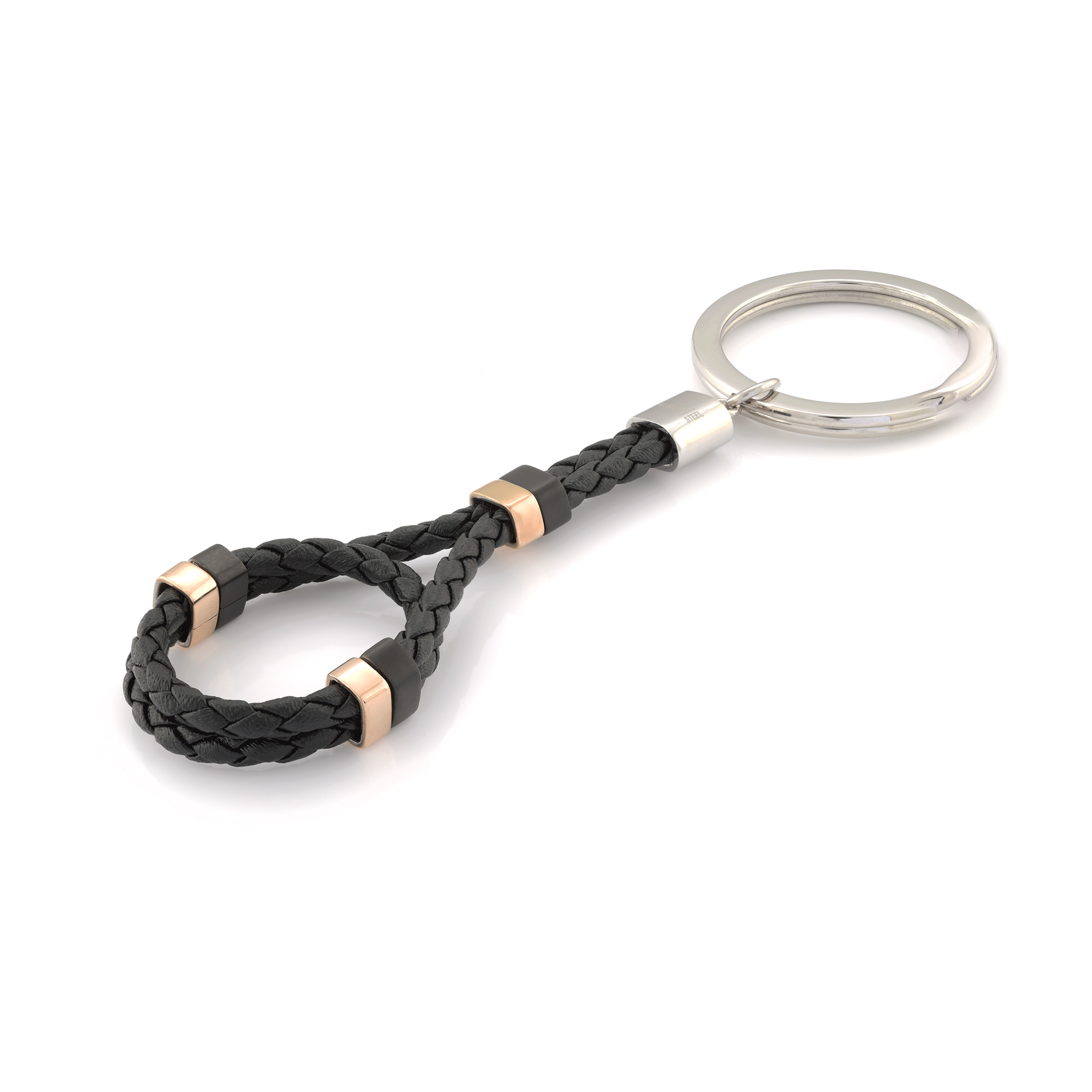 ITALGEM LEATHER AND ROSE STAINLESS STEEL KEY RING – TECHNOSTATION