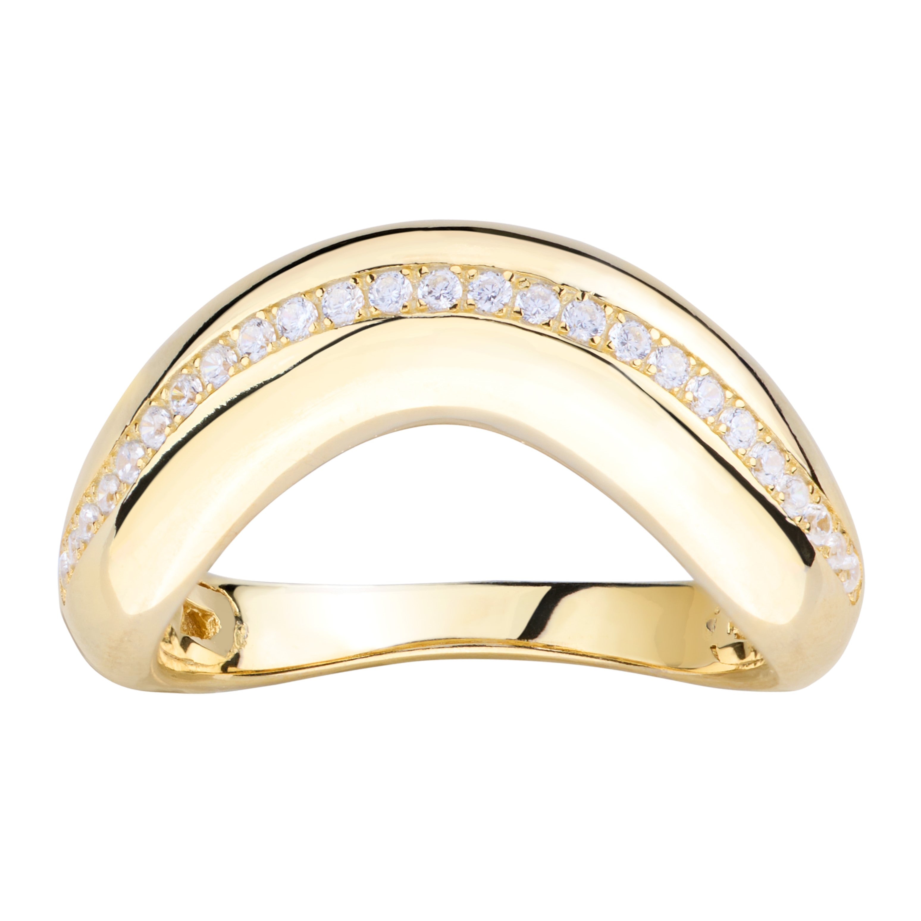 STERLING SILVER GOLD PLATED SWIRL CZ STACKABLE BAND RING STERLING SILVER GOLD PLATED SWIRL CZ STACKABLE BAND RING